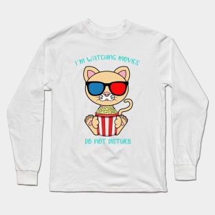 I am watching movies, cute cat Long Sleeve T-Shirt